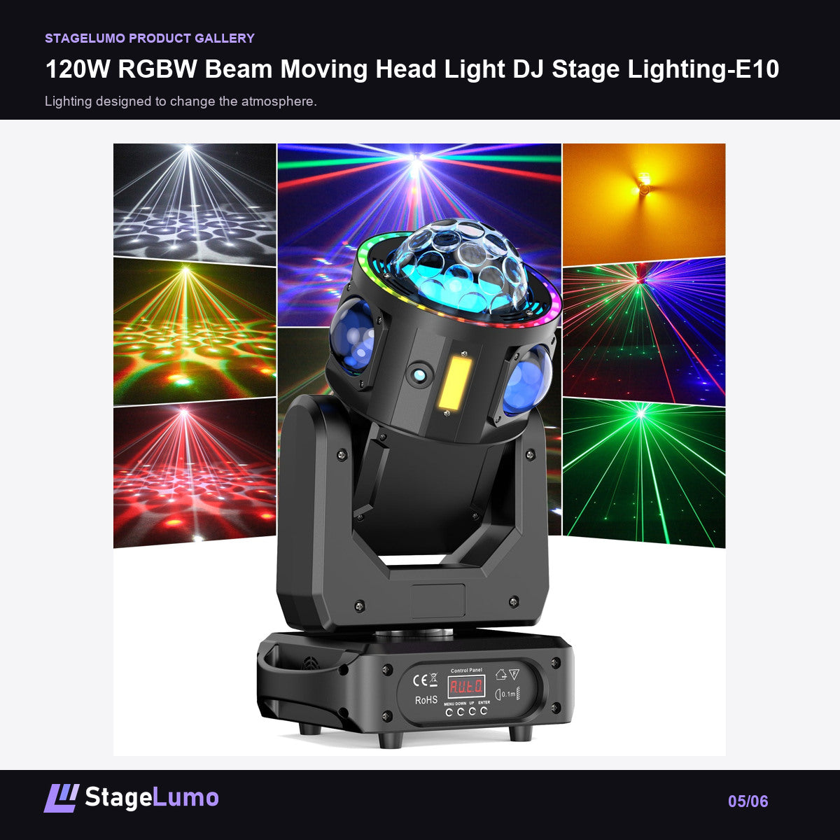 120W RGBW Beam Moving Head Light DJ Stage Lighting-E10 - StageLumo image 5