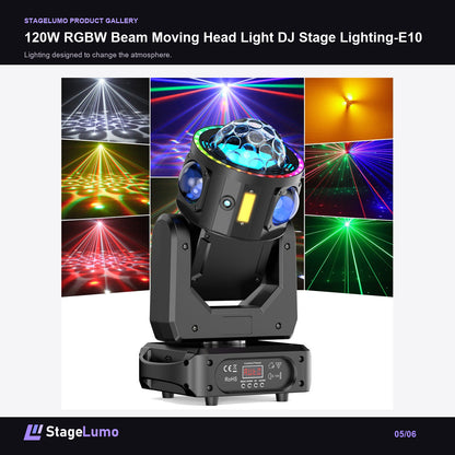 120W RGBW Beam Moving Head Light DJ Stage Lighting-E10 - StageLumo image 5