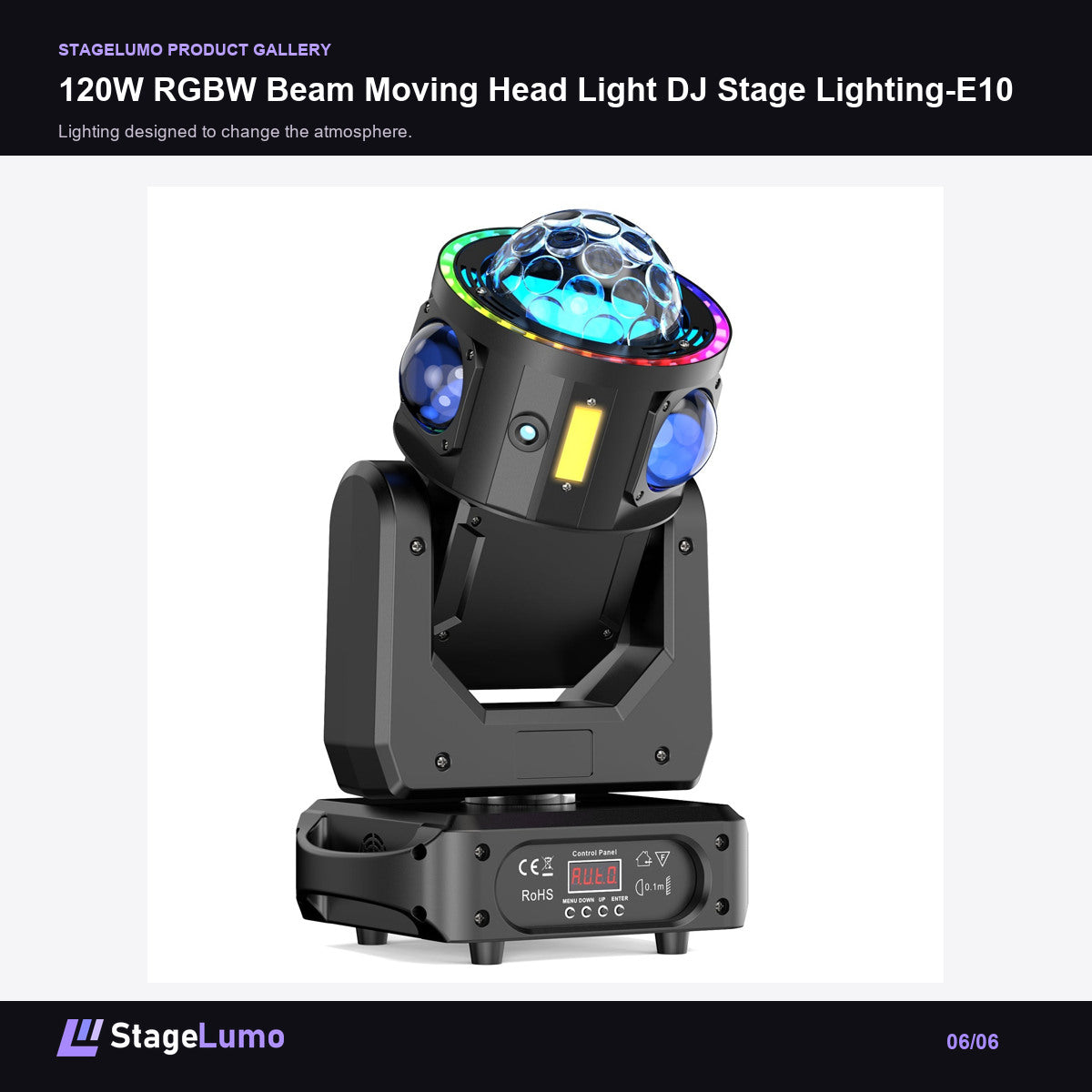 120W RGBW Beam Moving Head Light DJ Stage Lighting-E10 - StageLumo image 6