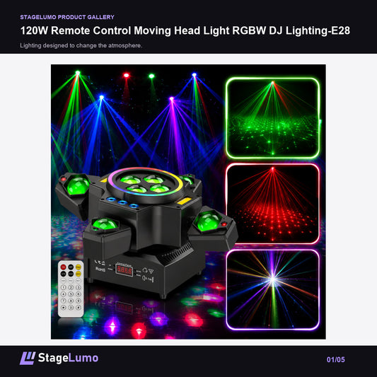 120W Remote Control Moving Head Light RGBW DJ Lighting-E28 - StageLumo image 1
