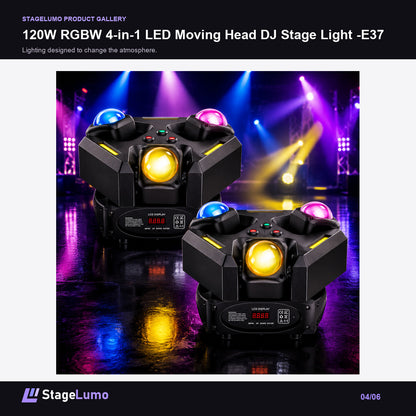 120W RGBW 4-in-1 LED Moving Head DJ Stage Light -E37 - StageLumo image 4