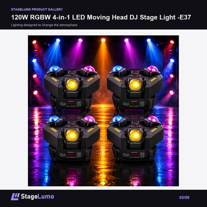 120W RGBW 4-in-1 LED Moving Head DJ Stage Light -E37 - StageLumo image 5