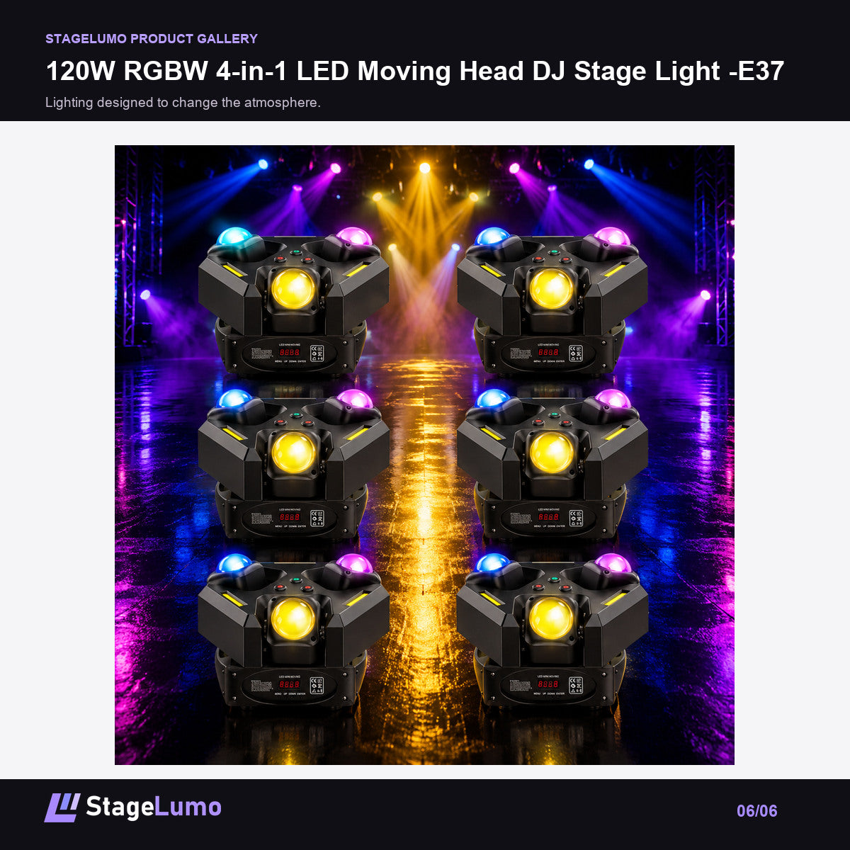 120W RGBW 4-in-1 LED Moving Head DJ Stage Light -E37 - StageLumo image 6