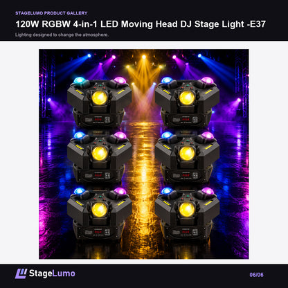 120W RGBW 4-in-1 LED Moving Head DJ Stage Light -E37 - StageLumo image 6