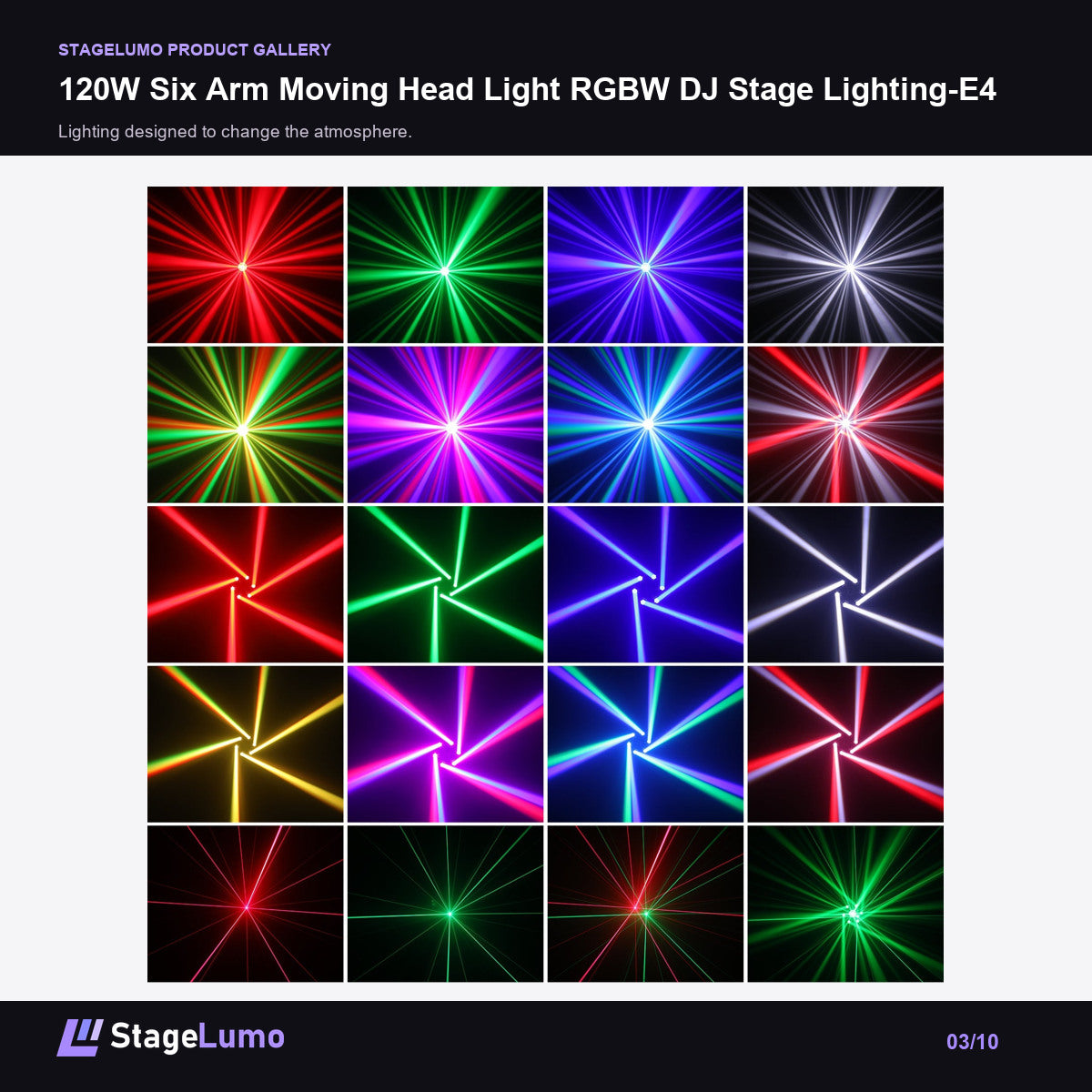 120W Six Arm Moving Head Light RGBW DJ Stage Lighting-E4 - StageLumo image 3