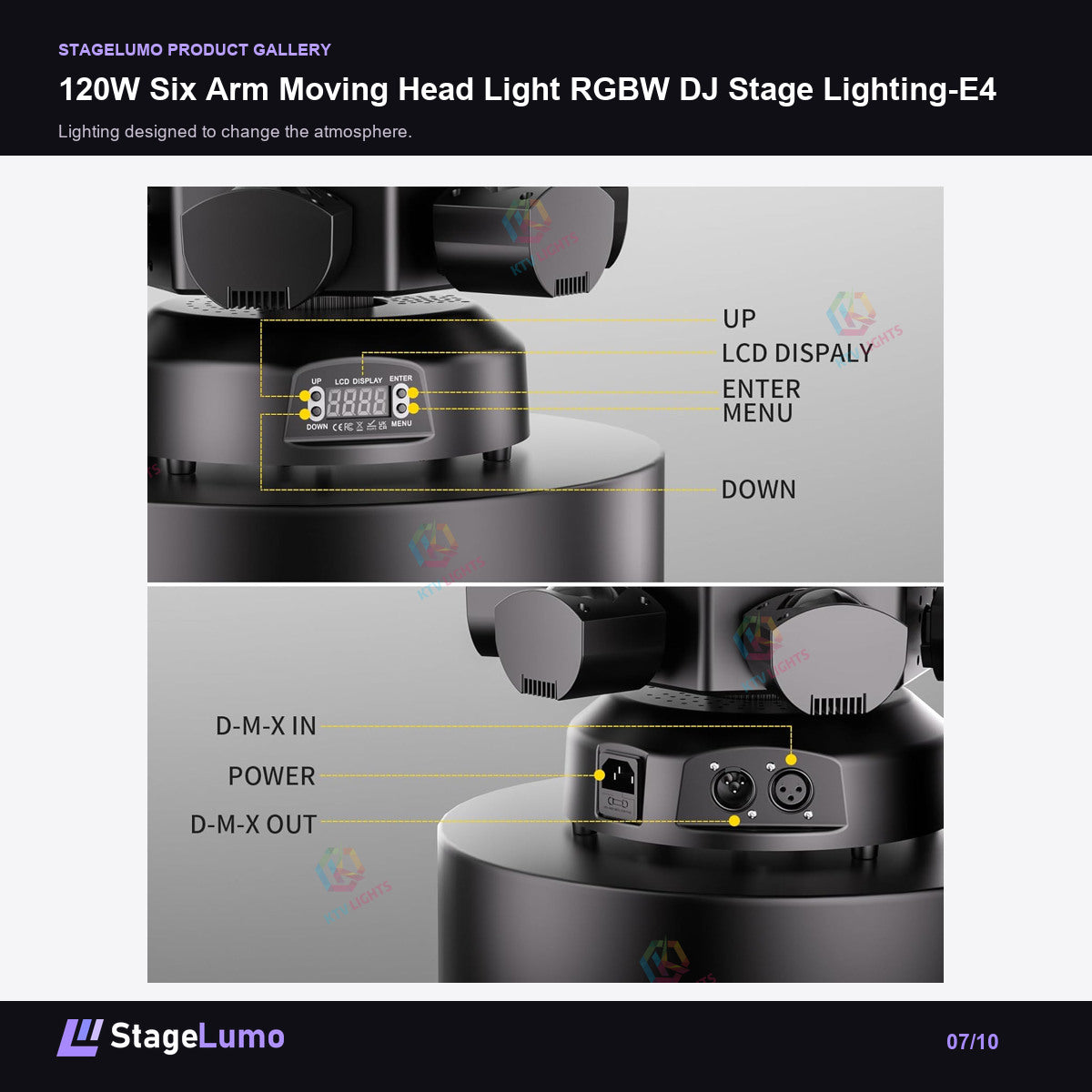 120W Six Arm Moving Head Light RGBW DJ Stage Lighting-E4 - StageLumo image 7