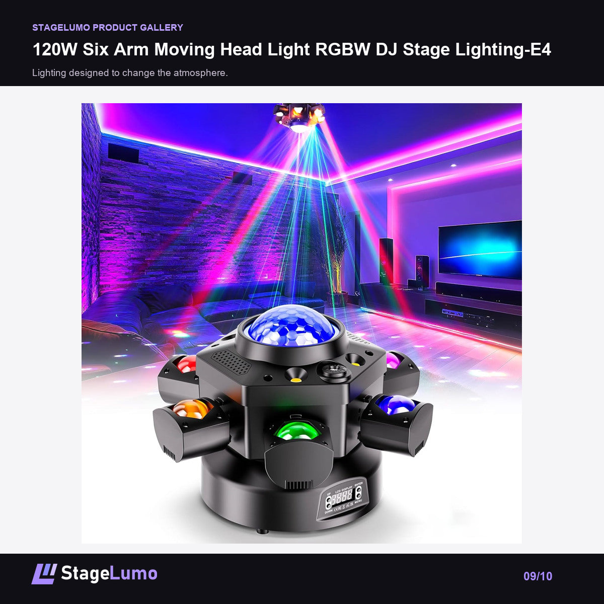 120W Six Arm Moving Head Light RGBW DJ Stage Lighting-E4 - StageLumo image 9