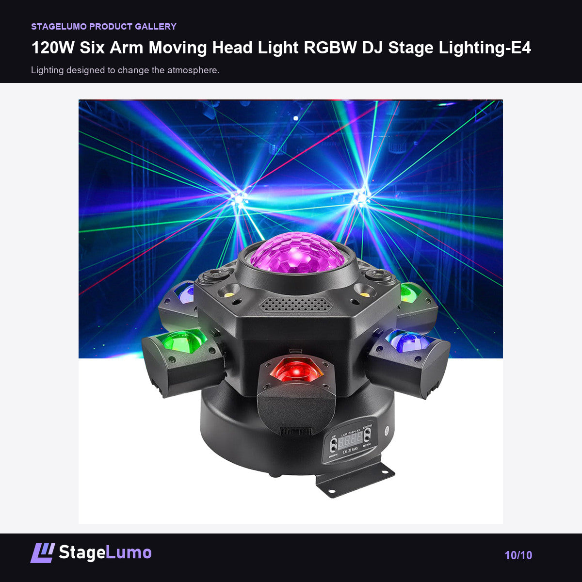 120W Six Arm Moving Head Light RGBW DJ Stage Lighting-E4 - StageLumo image 10