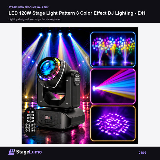 LED 120W Stage Light Pattern 8 Color Effect DJ Lighting - E41 - StageLumo image 1