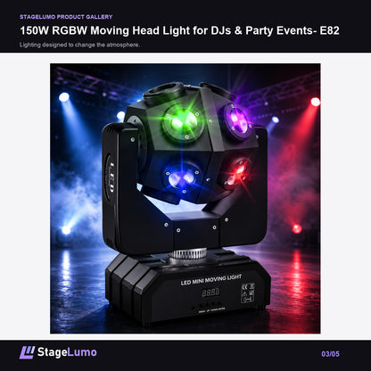 150W RGBW Moving Head Light for DJs & Party Events- E82 - StageLumo image 3