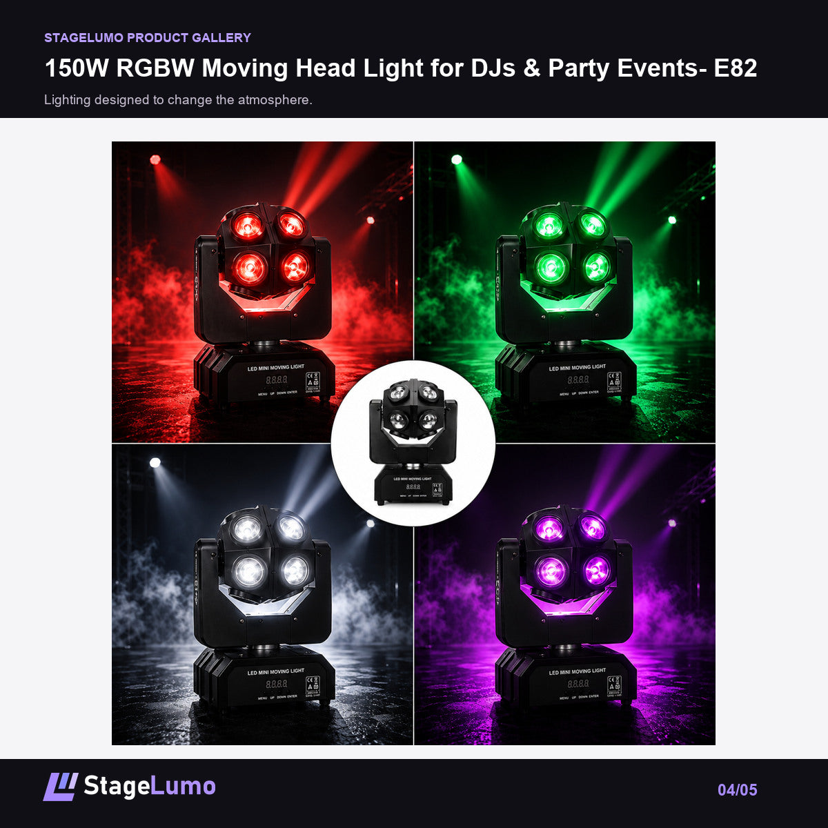 150W RGBW Moving Head Light for DJs & Party Events- E82 - StageLumo image 4