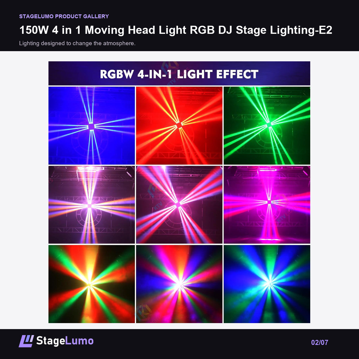 150W 4 in 1 Moving Head Light RGB DJ Stage Lighting-E2 - StageLumo image 2