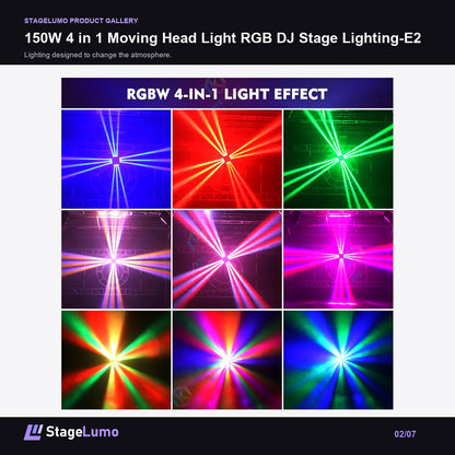 150W 4 in 1 Moving Head Light RGB DJ Stage Lighting-E2 - StageLumo image 2