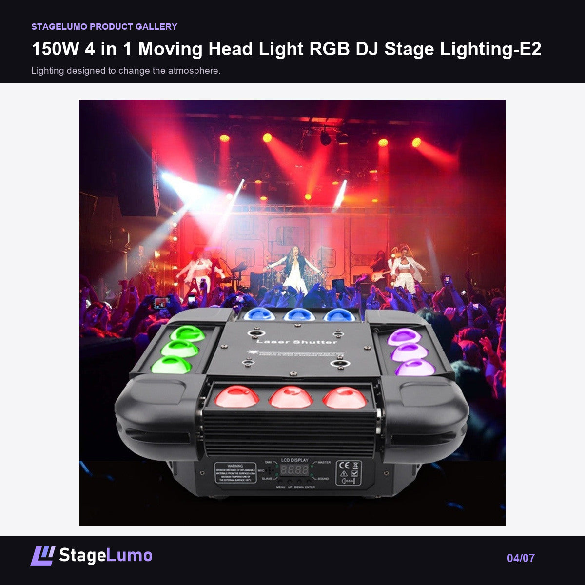 150W 4 in 1 Moving Head Light RGB DJ Stage Lighting-E2 - StageLumo image 4