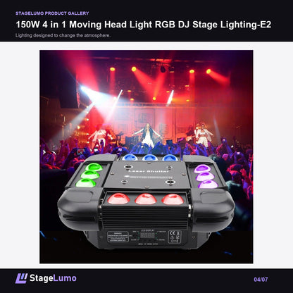 150W 4 in 1 Moving Head Light RGB DJ Stage Lighting-E2 - StageLumo image 4