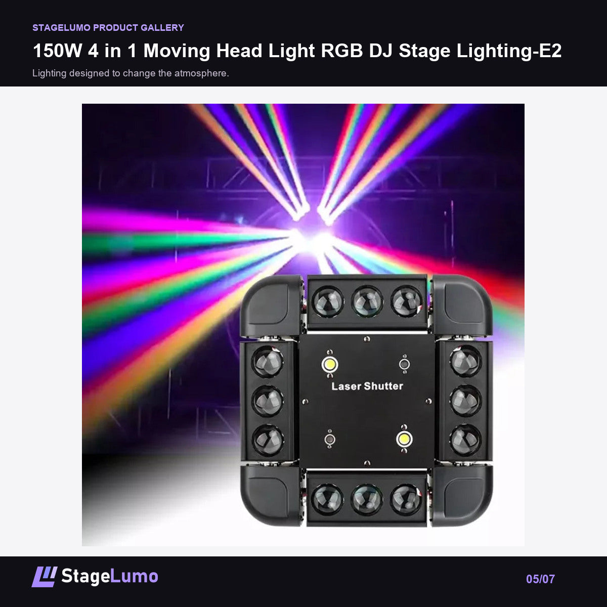150W 4 in 1 Moving Head Light RGB DJ Stage Lighting-E2 - StageLumo image 5