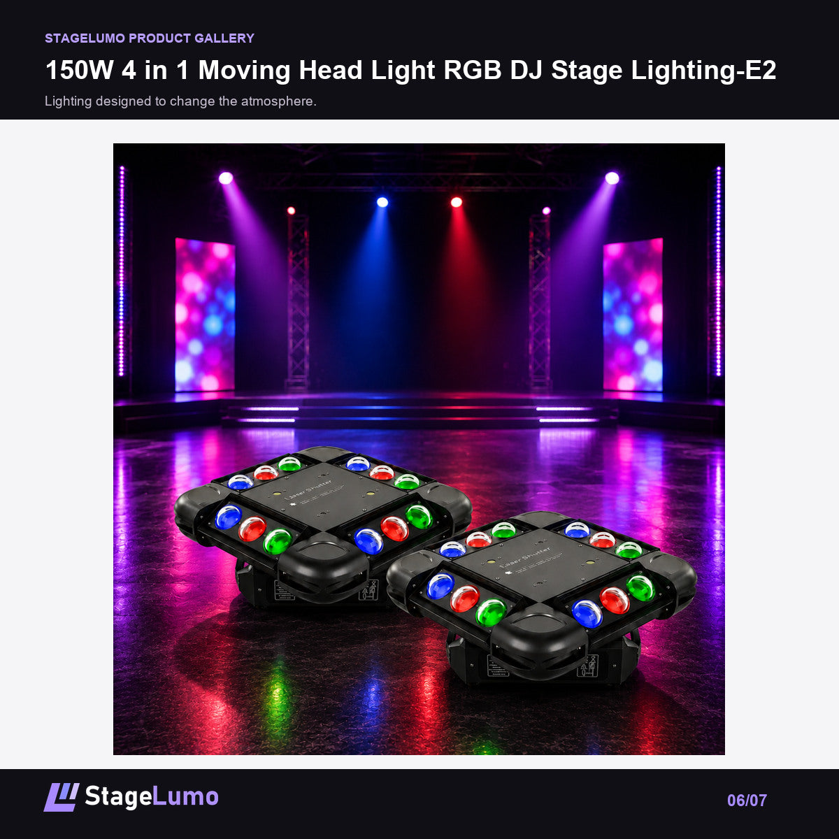150W 4 in 1 Moving Head Light RGB DJ Stage Lighting-E2 - StageLumo image 6