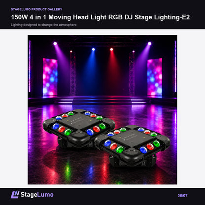 150W 4 in 1 Moving Head Light RGB DJ Stage Lighting-E2 - StageLumo image 6