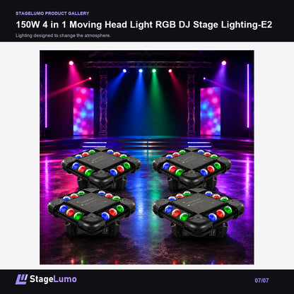 150W 4 in 1 Moving Head Light RGB DJ Stage Lighting-E2 - StageLumo image 7