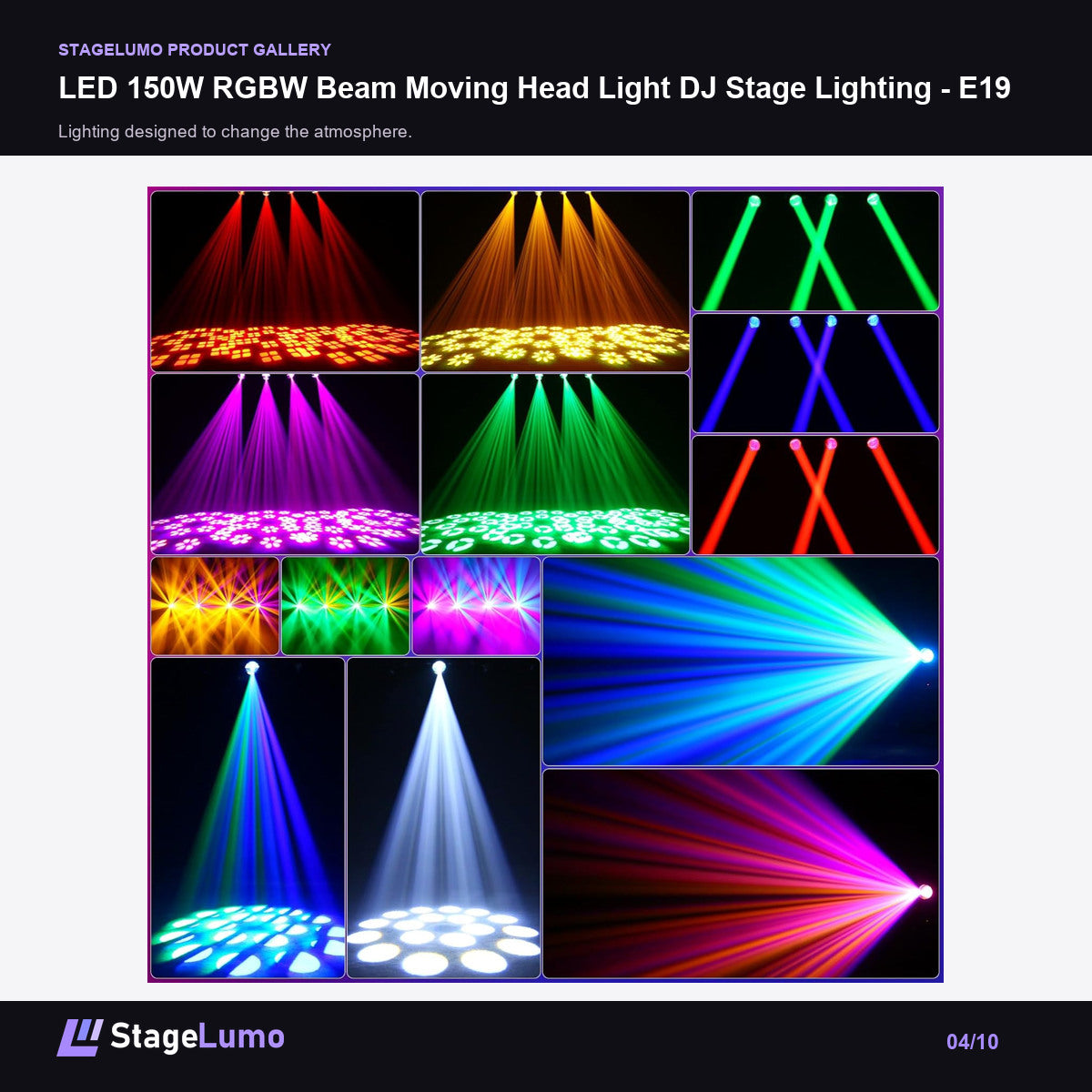 LED 150W RGBW Beam Moving Head Light DJ Stage Lighting - E19 - StageLumo image 4