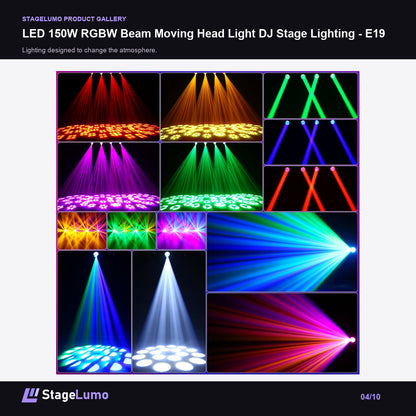 LED 150W RGBW Beam Moving Head Light DJ Stage Lighting - E19 - StageLumo image 4
