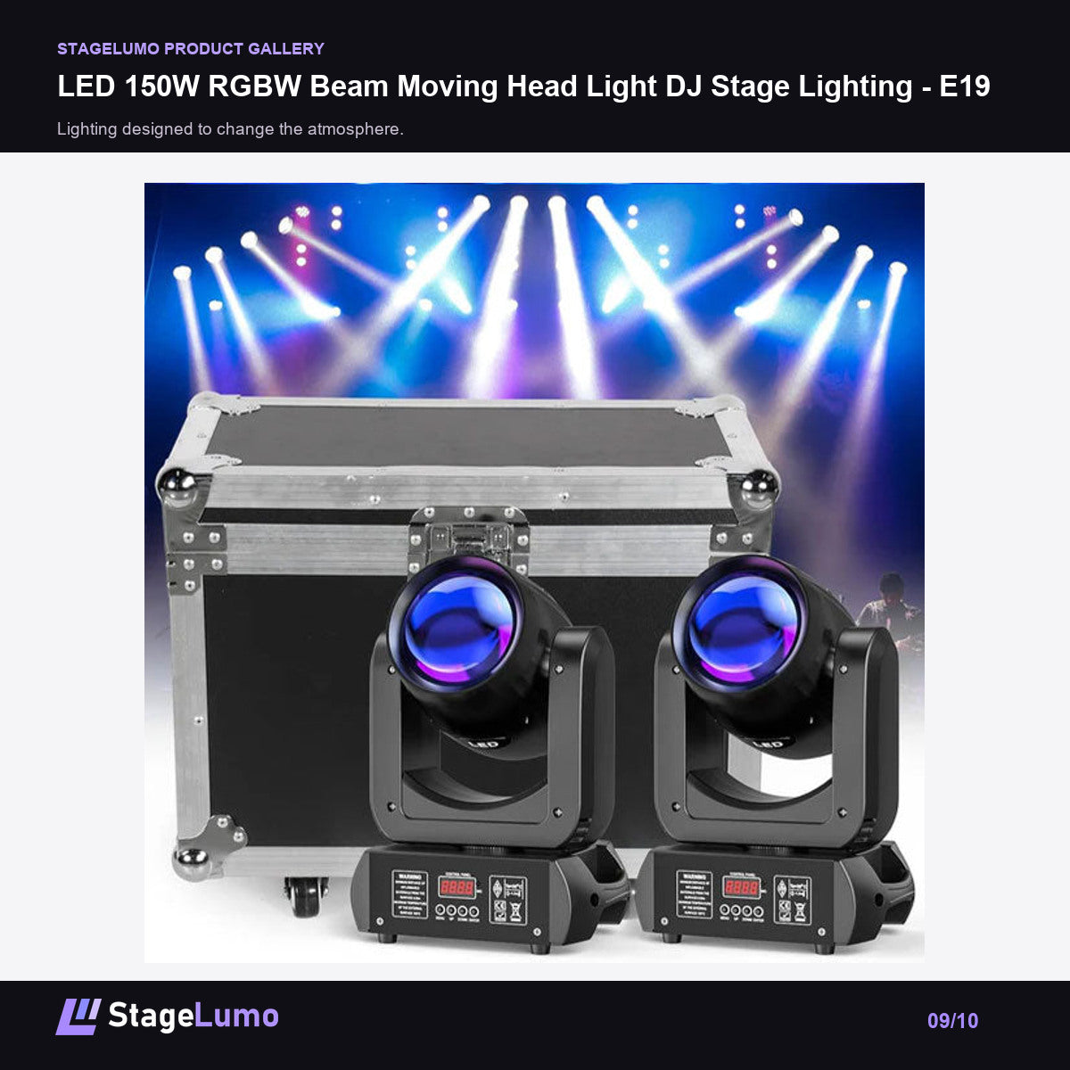 LED 150W RGBW Beam Moving Head Light DJ Stage Lighting - E19 - StageLumo image 9