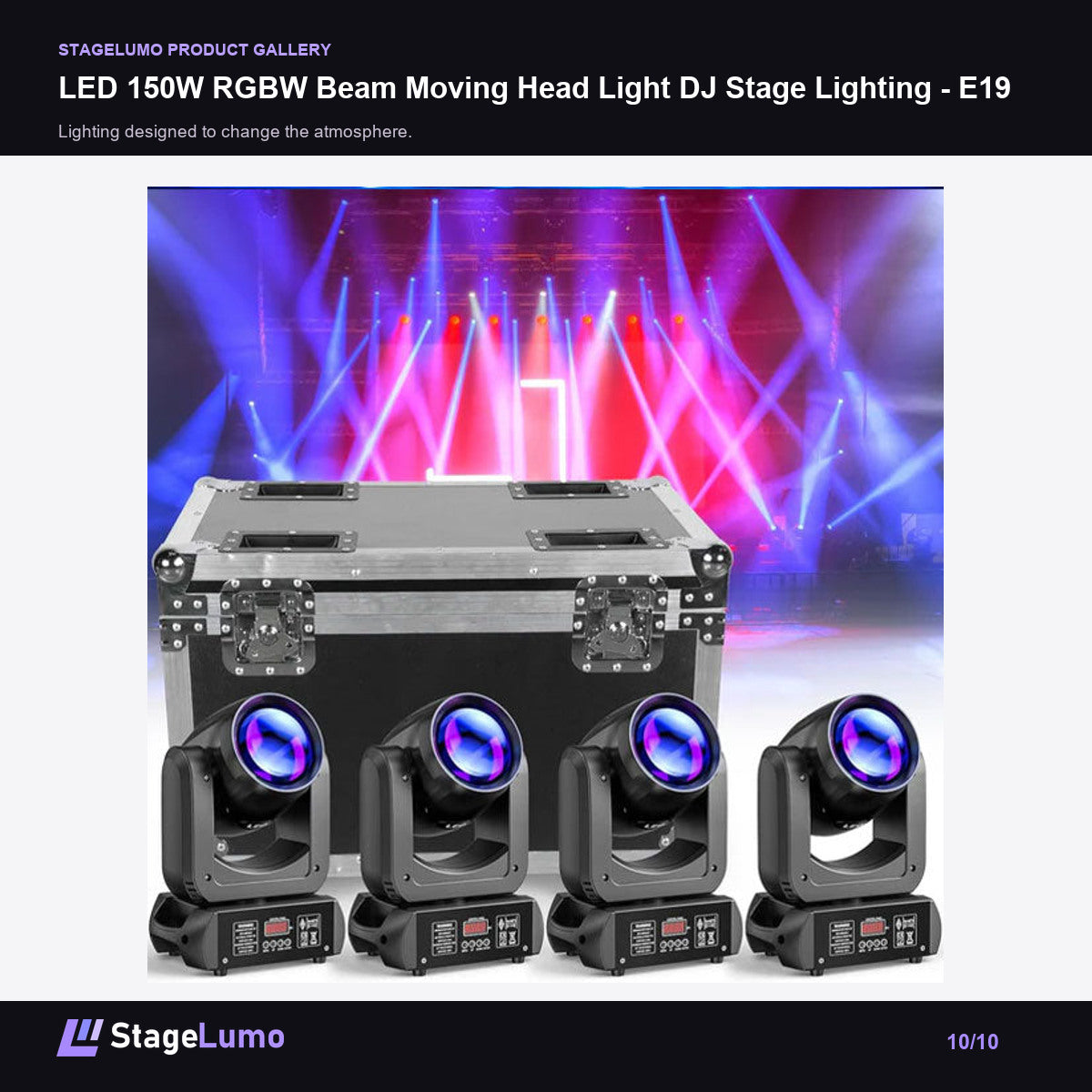LED 150W RGBW Beam Moving Head Light DJ Stage Lighting - E19 - StageLumo image 10