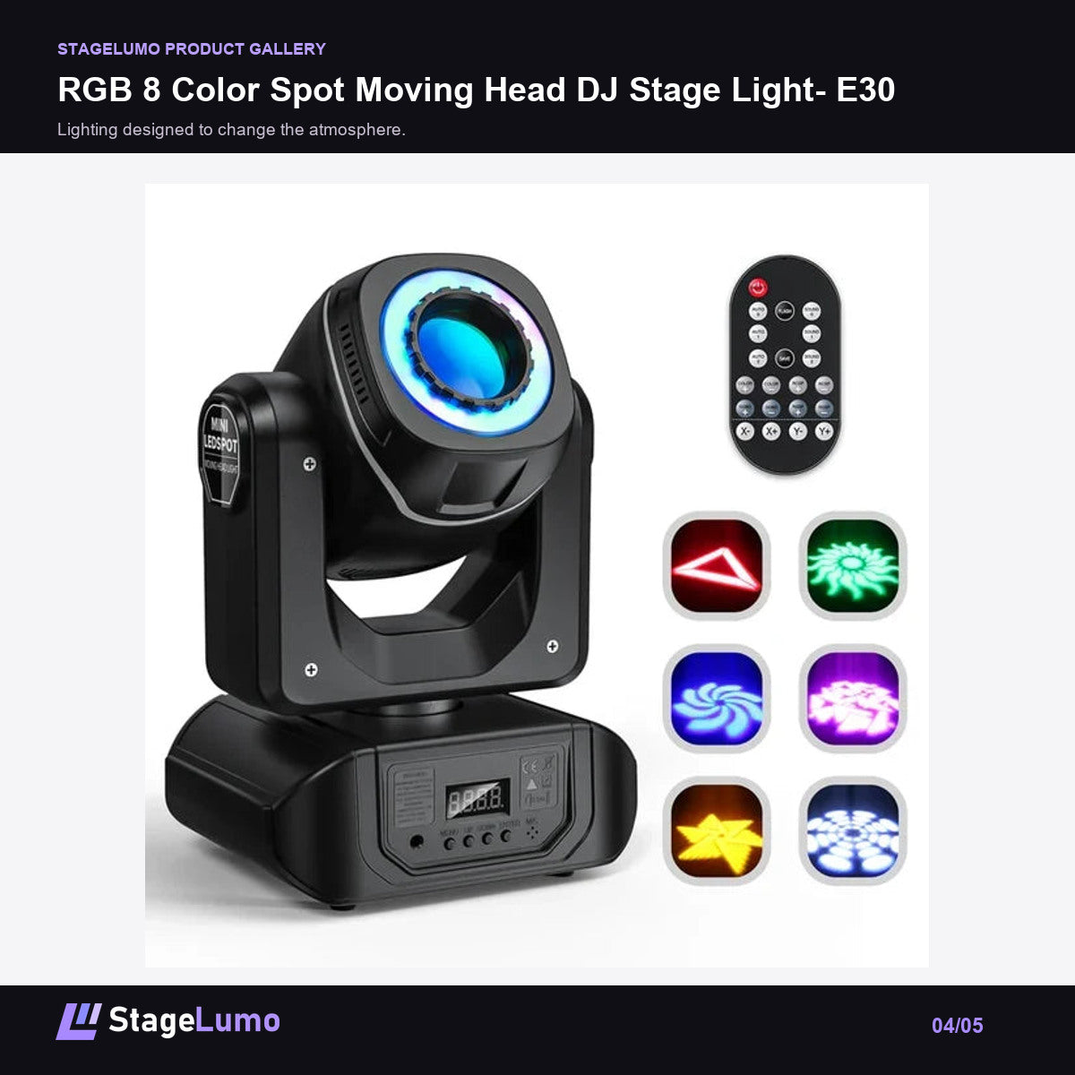 RGB 8 Color Spot Moving Head DJ Stage Light- E30 - StageLumo image 4
