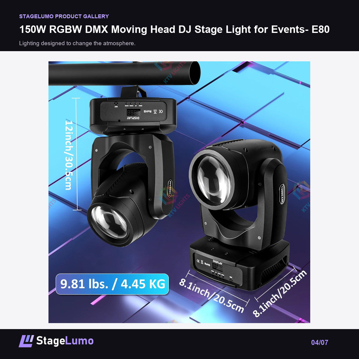 150W RGBW DMX Moving Head DJ Stage Light for Events- E80 - StageLumo image 4