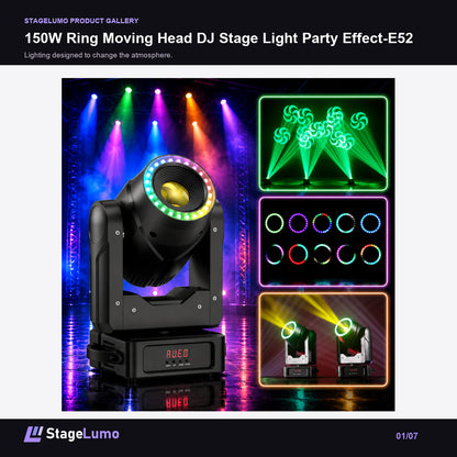 150W Ring Moving Head DJ Stage Light Party Effect-E52 - StageLumo image 1