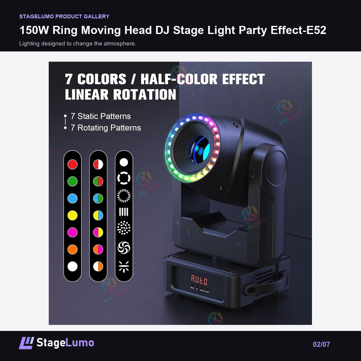 150W Ring Moving Head DJ Stage Light Party Effect-E52 - StageLumo image 2