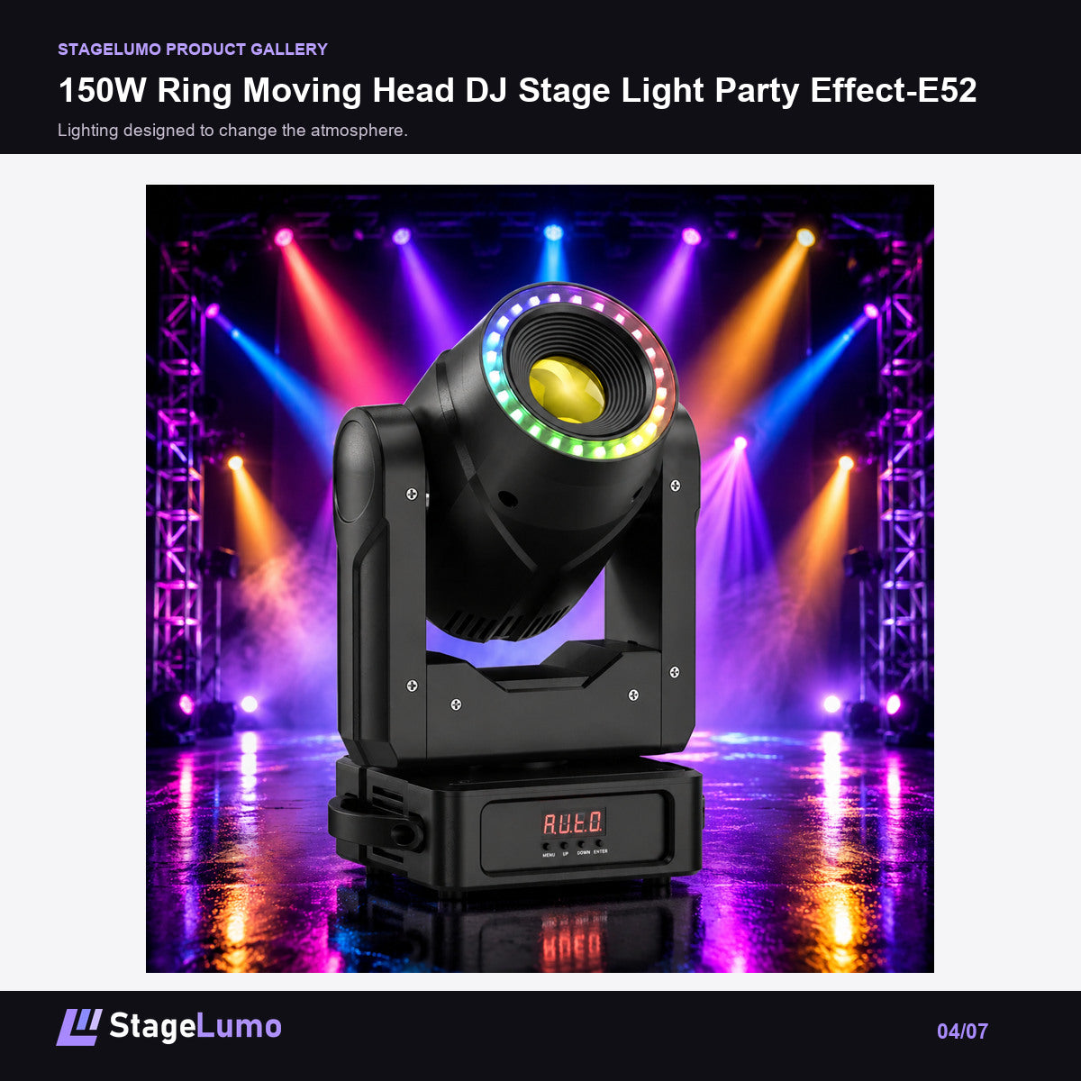 150W Ring Moving Head DJ Stage Light Party Effect-E52 - StageLumo image 4
