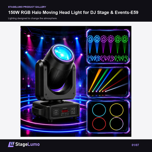 150W RGB Halo Moving Head Light for DJ Stage & Events-E59 - StageLumo image 1