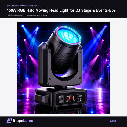 150W RGB Halo Moving Head Light for DJ Stage & Events-E59 - StageLumo image 4