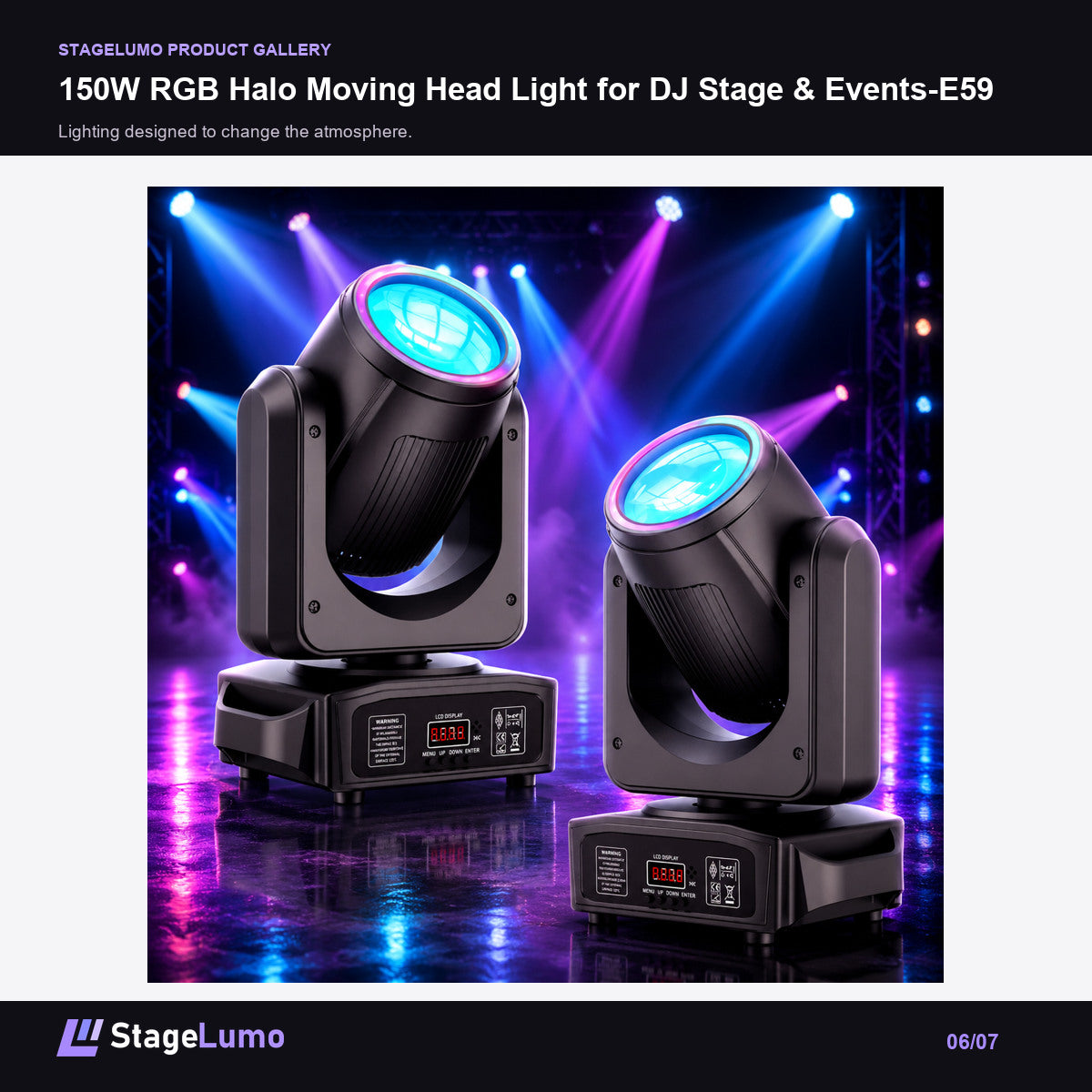 150W RGB Halo Moving Head Light for DJ Stage & Events-E59 - StageLumo image 6
