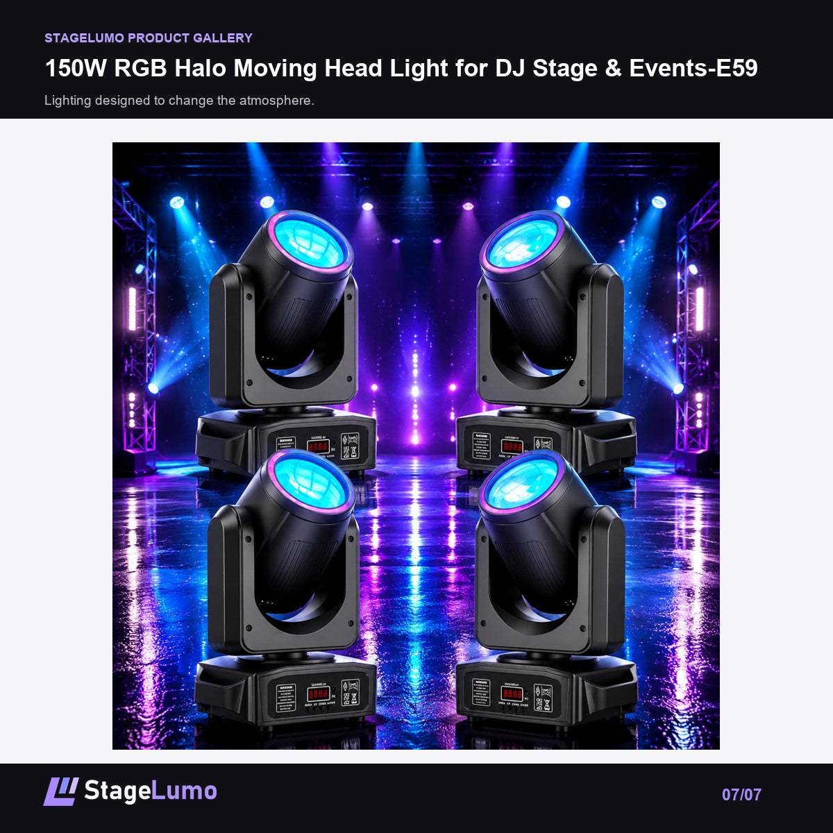 150W RGB Halo Moving Head Light for DJ Stage & Events-E59 - StageLumo image 7