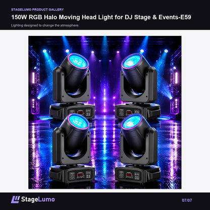 150W RGB Halo Moving Head Light for DJ Stage & Events-E59 - StageLumo image 7