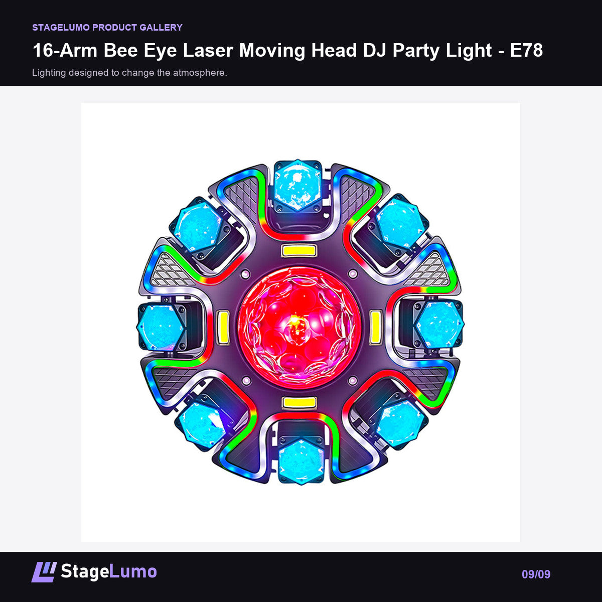 16-Arm Bee Eye Laser Moving Head DJ Party Light - E78 - StageLumo image 9