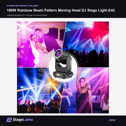 180W Rainbow Beam Pattern Moving Head DJ Stage Light-E43 - StageLumo image 5