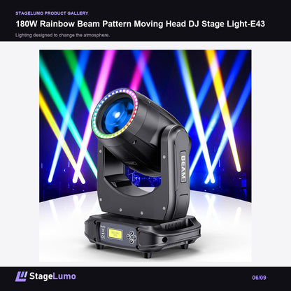 180W Rainbow Beam Pattern Moving Head DJ Stage Light-E43 - StageLumo image 6