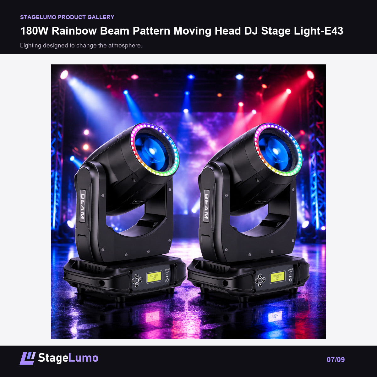 180W Rainbow Beam Pattern Moving Head DJ Stage Light-E43 - StageLumo image 7
