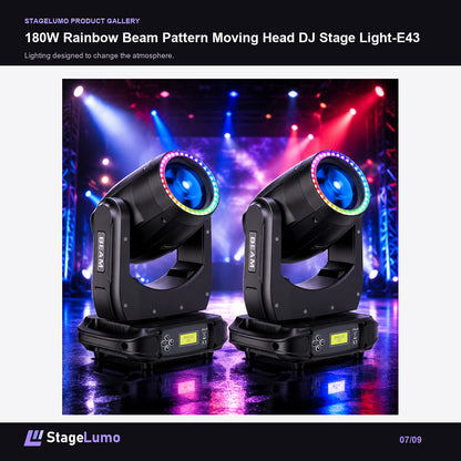 180W Rainbow Beam Pattern Moving Head DJ Stage Light-E43 - StageLumo image 7