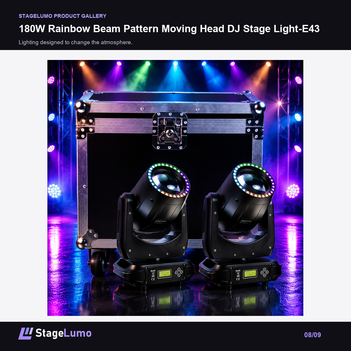 180W Rainbow Beam Pattern Moving Head DJ Stage Light-E43 - StageLumo image 8