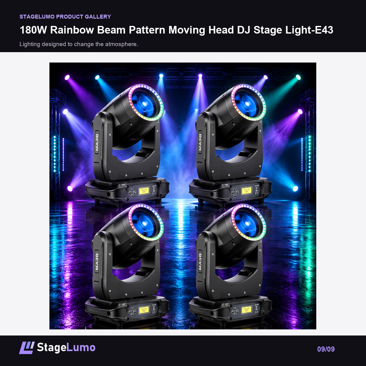180W Rainbow Beam Pattern Moving Head DJ Stage Light-E43 - StageLumo image 9