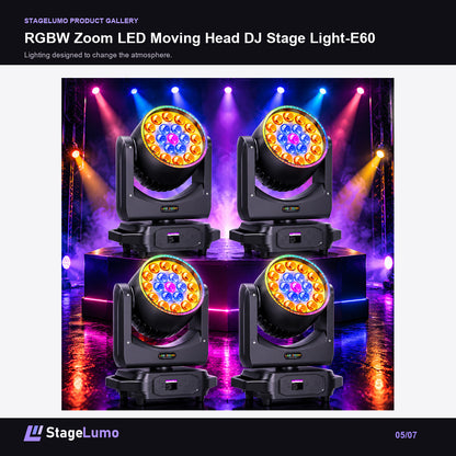 RGBW Zoom LED Moving Head DJ Stage Light-E60 - StageLumo image 5