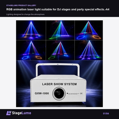 RGB animation laser light suitable for DJ stages and party special effects.-A4 - StageLumo image 1