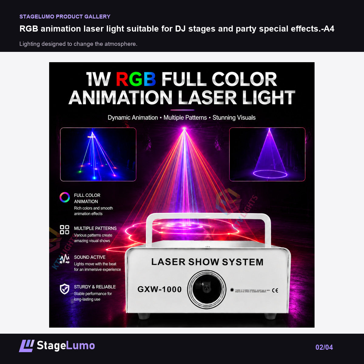 RGB animation laser light suitable for DJ stages and party special effects.-A4 - StageLumo image 2