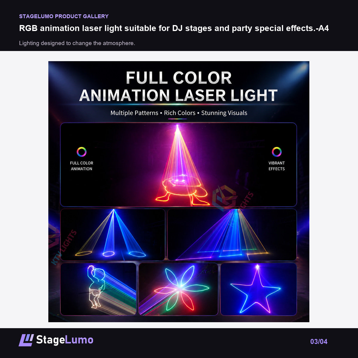 RGB animation laser light suitable for DJ stages and party special effects.-A4 - StageLumo image 3