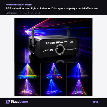 RGB animation laser light suitable for DJ stages and party special effects.-A4 - StageLumo image 4