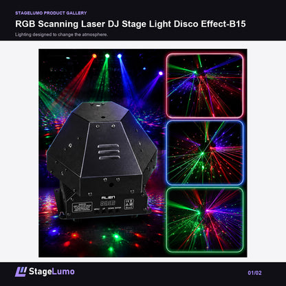 RGB Scanning Laser DJ Stage Light Disco Effect-B15 - StageLumo image 1